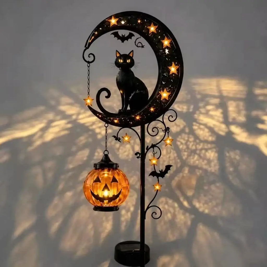 Luna Halloween Black Cat Garden Lantern  | Solar Powered