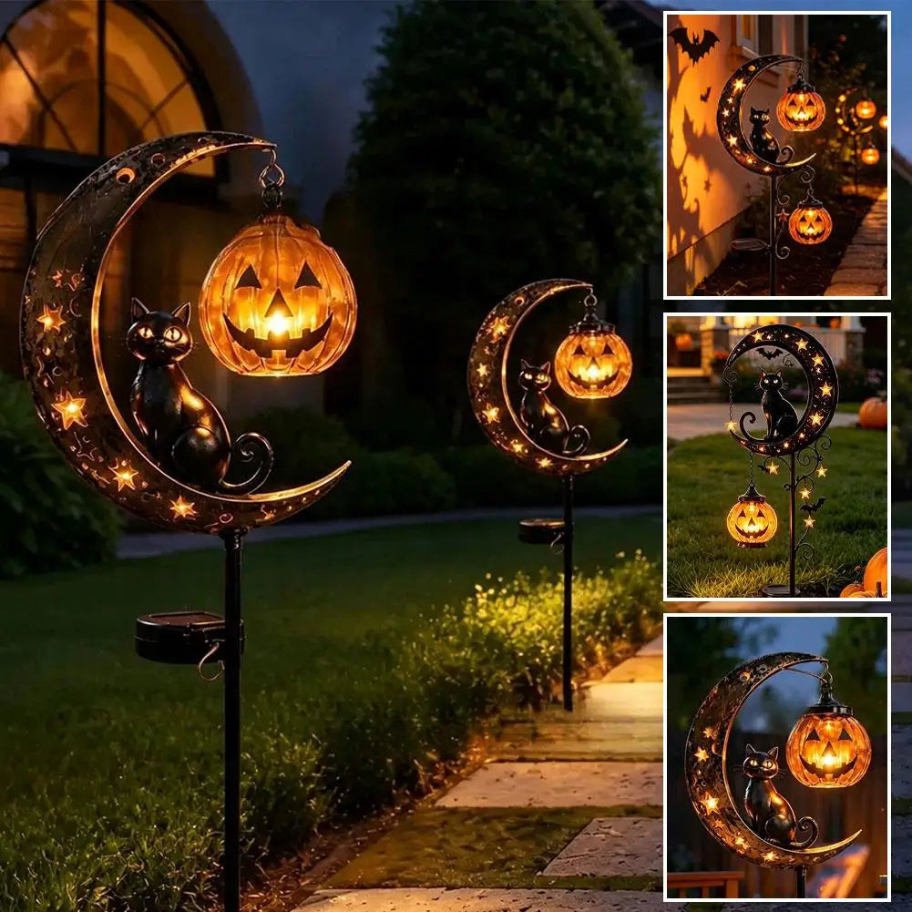 Luna Halloween Black Cat Garden Lantern  | Solar Powered