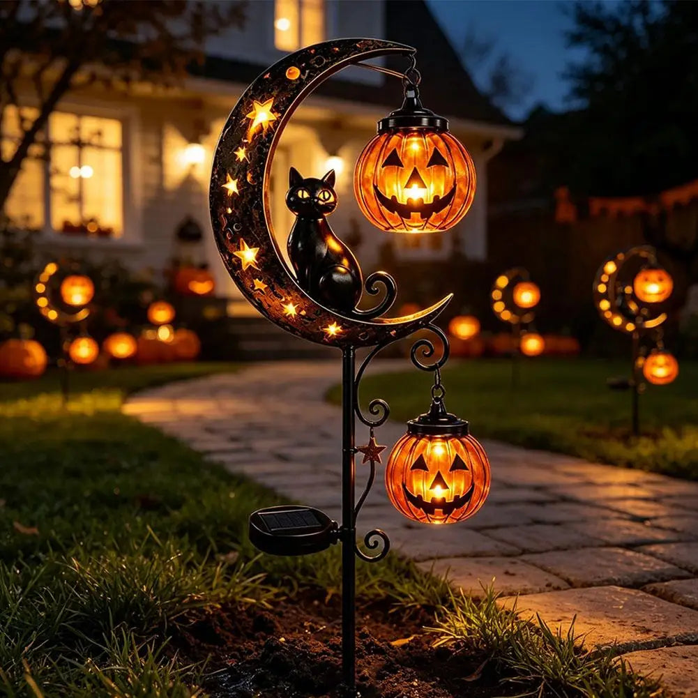 Luna Halloween Black Cat Garden Lantern  | Solar Powered