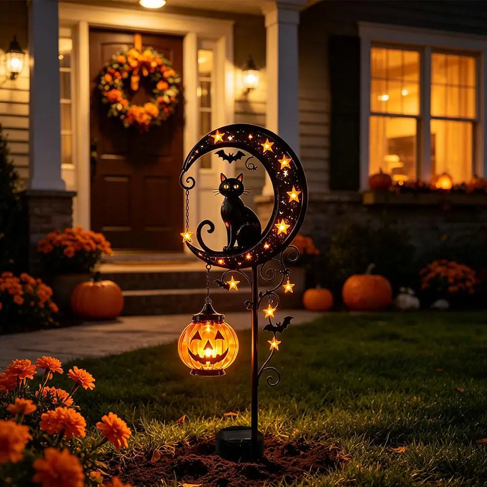 Luna Halloween Black Cat Garden Lantern  | Solar Powered