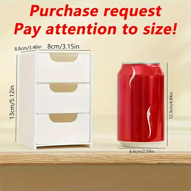 3-Tier Plastic Cosmetic Storage Box Organizer with Drawers Multifunctional Countertop Storage for Jewelry Office Supplies