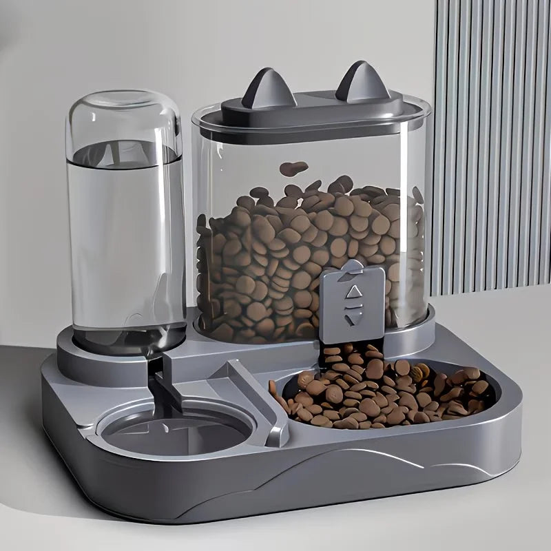 Gravity Cat Feeder and Water Dispenser, 2-in-1, No Battery