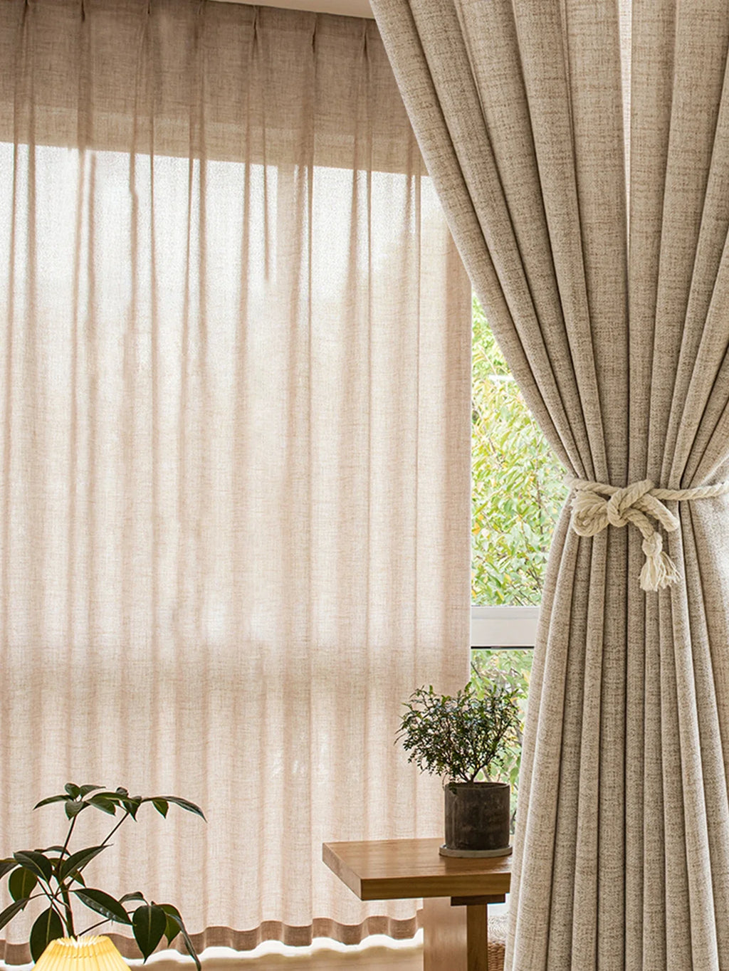 Factory Supply Natura Japanese Korean style Linen Curtain Living Room Bedroom Transparent Finished Gauze sheer drape valance